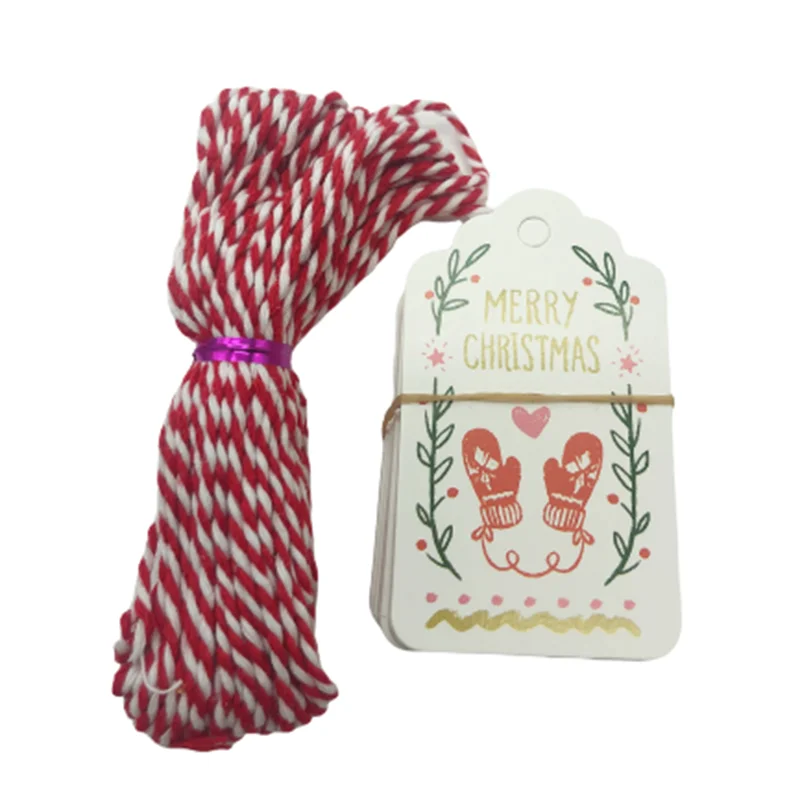 Glove 50pcs/lot Merry Christmas DIY Unique Gift Tag Girls Toys JOY TO WORLD Tag Small Card Optional String DIY Craft Label Party Decor - Color: Glove