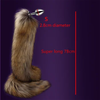 78cm Super Long  Fox Tail Anal Plug 3size Metal Dilatador Anal Beads Butt Plug Sexy Stimulate Sex Toys For Woman Adult Games 4