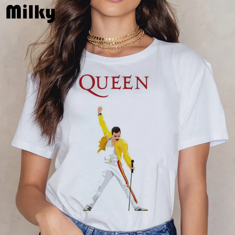 Женская Винтажная Футболка Freddie Mercury Queen Band футболка в стиле Харадзюку Ullzang с