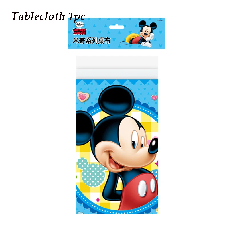 tablecloth 1pc Disney Микки Мышь Happy День рождения украшения малыш пластины пить самостоятельно стаканчик с соломинкой одноразовые салфетки посуда ребенок душ событие праздничный комплект - Цвет: tablecloth 1pc