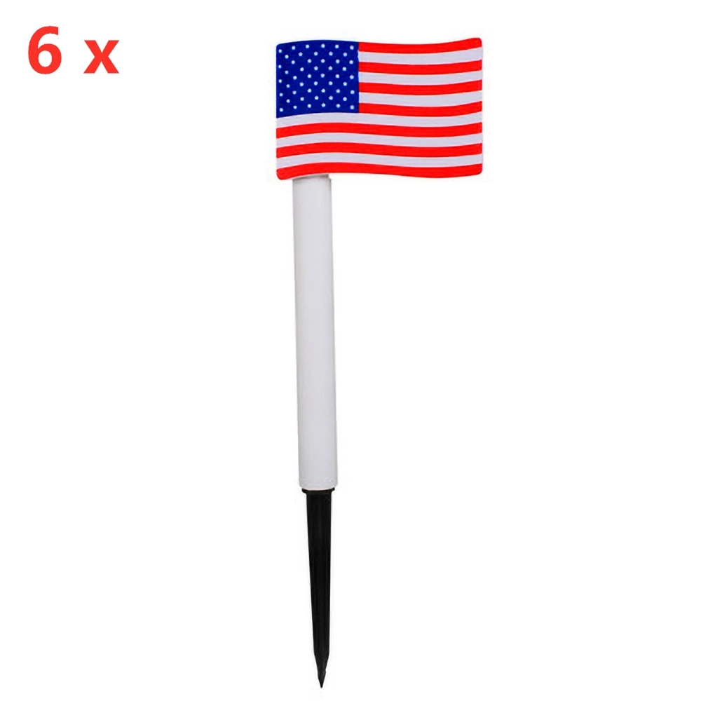 

6 Pcs/lot Garden Path Decor Lights Solar Garden Lamp Outdoor US Flag LED Lawn Light Waterproof Solar Powered Landscape Lamps