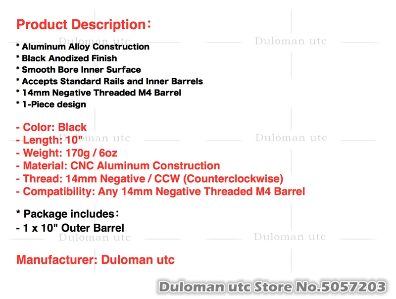 Duloman utc 1" MK18 CNC алюминиевый цельный наружный трубчатый удлинитель в сборе для страйкбола AEG серии 14 мм CCW внешний апгрейд
