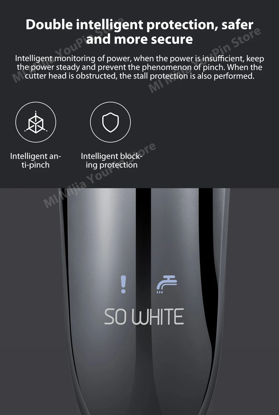 Xiaomi mijia SO WHITE 3D intelligent control razor intelligent anti-pinch USB fast charge IPX7 wet and dry dual-use smart lock (12)