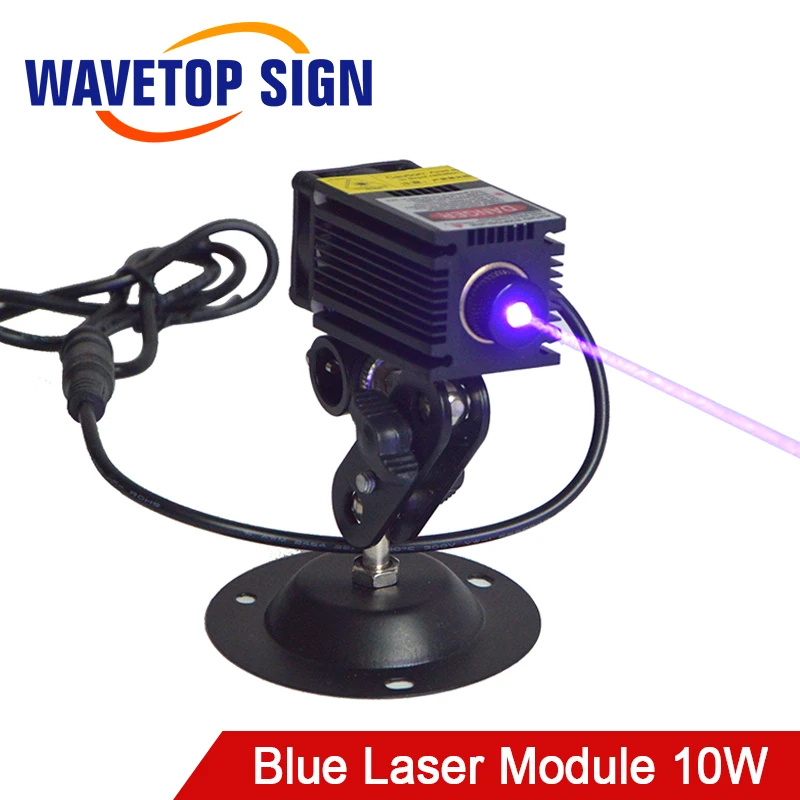 WaveTopSign 450nm 12V Высокая мощность синий фиолетовый лазерный модуль 10 Вт для лазерной гравировки аксессуары