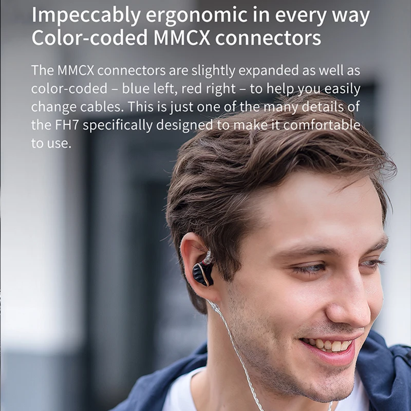 FIIO FH7 New Flagship 5 Hybrid Driver 4 Knowles BA + .6mm Dynamic HIFI  AUDIO In ear earphone IEM with MMCX Detachable Cable