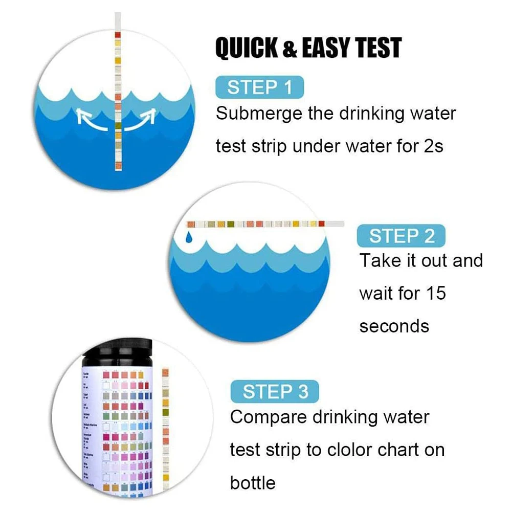 100Pcs 16 In 1 Pool PH Test Strip Drinking Water Quality Tester Residual Chlorine Value Meter Spa Test Paper Swimming Security