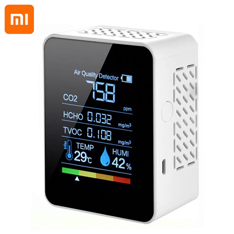 Цифровой измеритель CO2 Xiaomi 5 в 1 прибор для измерения температуры и влажности