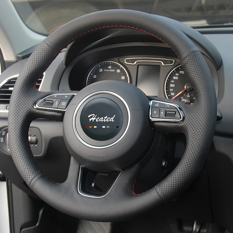 Чехол на руль автомобиля с подогревом для Audi Q3 Q5 2013 2014 2015 чехол из микрофибры