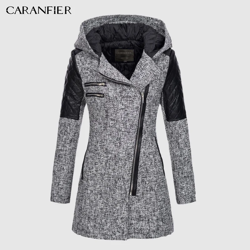 CARANFIER, Женская куртка, женская теплая тонкая куртка, толстая парка, пальто, зимняя верхняя одежда, с капюшоном, на молнии, пальто, Женский пуховик