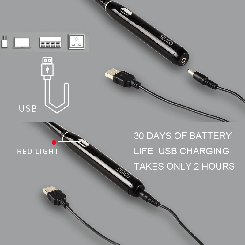 Seago Electric Toothbrush Rechargeable Sonic Vibrate 4 Clean Modes Waterproof Brushes Soft Bristle Portable Adult Timer Brush electric toothbrush
