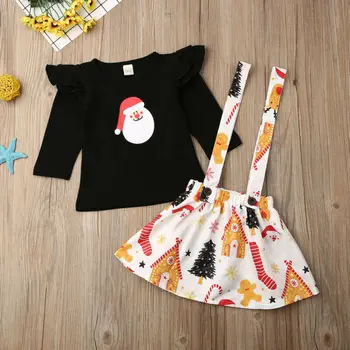 

AU Kid Baby Girl Christmas Santa Clothes Tops Suspender Skirt Dress Outfits Set