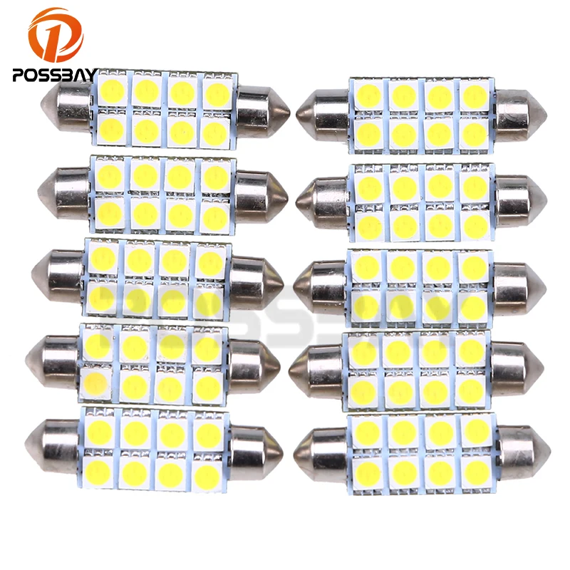 POSSBAY 10x41 мм 5050 8SMD белый микро общий интерьер автомобиля фестон купольная лампа