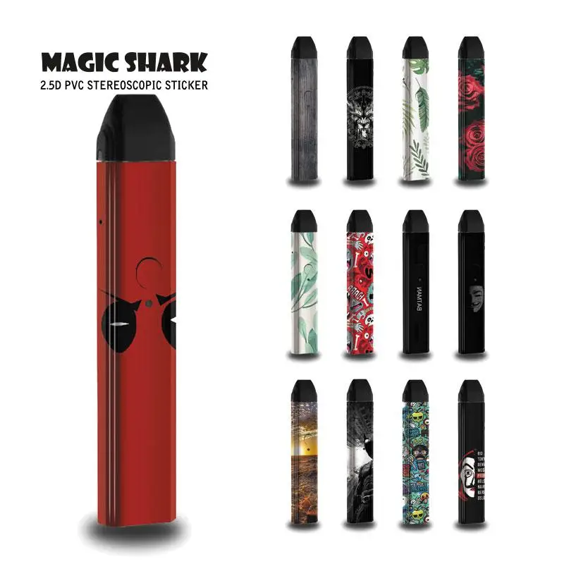 

Magic Shark Leaf Batman V-Vendetta Deadpool Wood Print Flower Fashion Sticker Wrap Skin Film Case for Uwell Caliburn