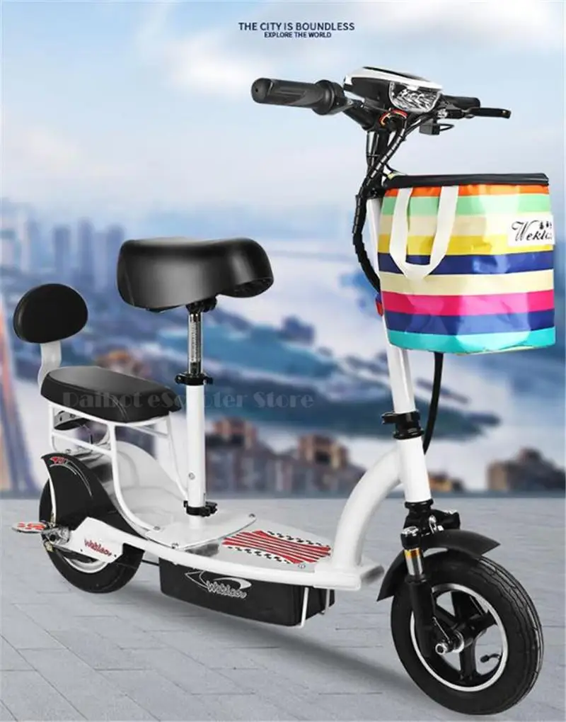 Ladies Women Mini Electric Bike 2 Wheels Electric Bicycles Folding Electric Scooter 350W 10AH 25KM/H