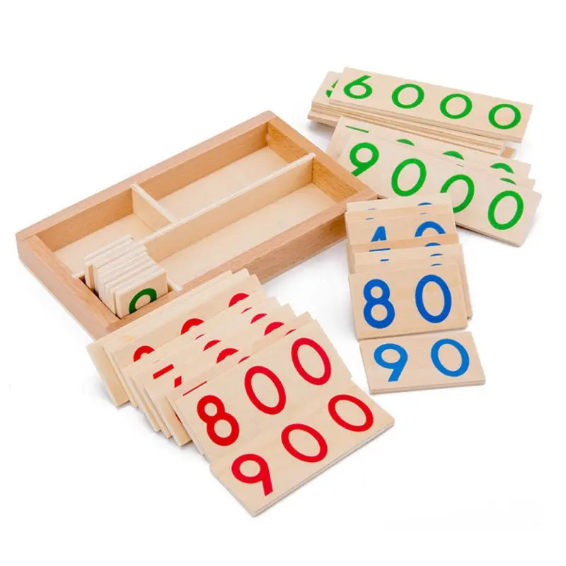 

Children Wooden Number 1-9000 Cards Montessori Toys Early Math Education for Kid