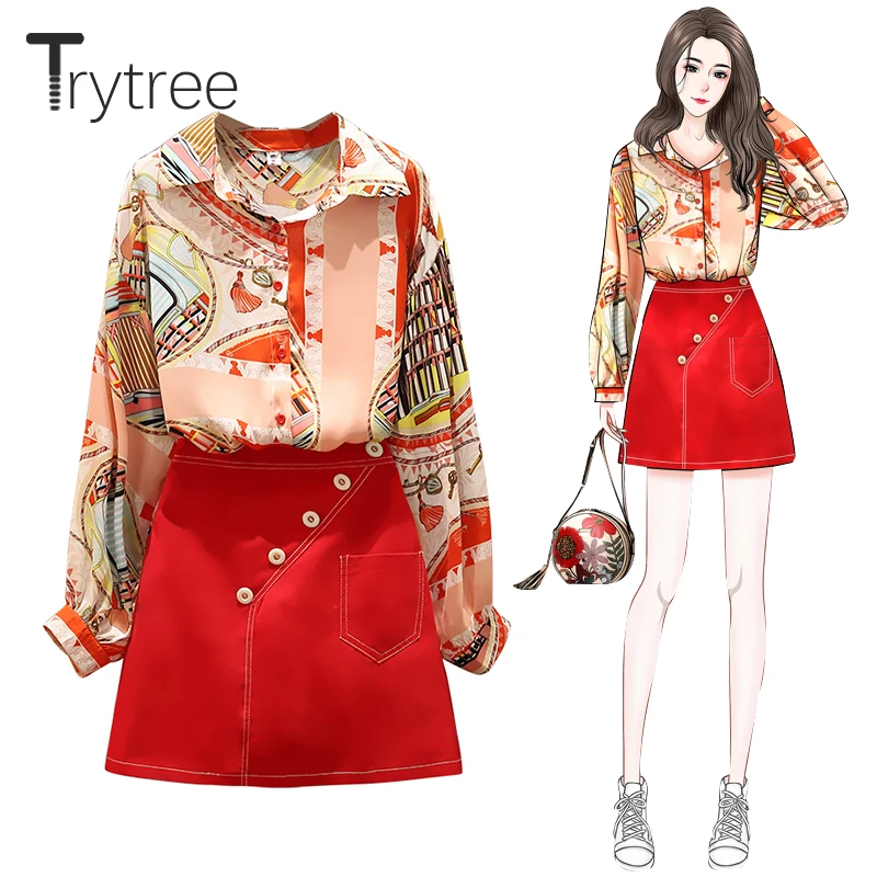 Комплект из двух предметов Trytree Женский повседневный однобортный Топ с отложным