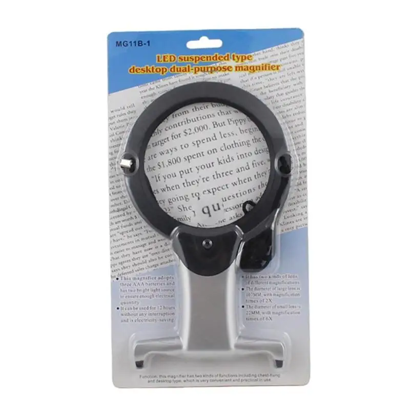 Hands Free 2 светодиодный лупа для шеи/настольный стиль освещенная лупа для чтения Швейные ремонтные увеличительные стекла инструменты