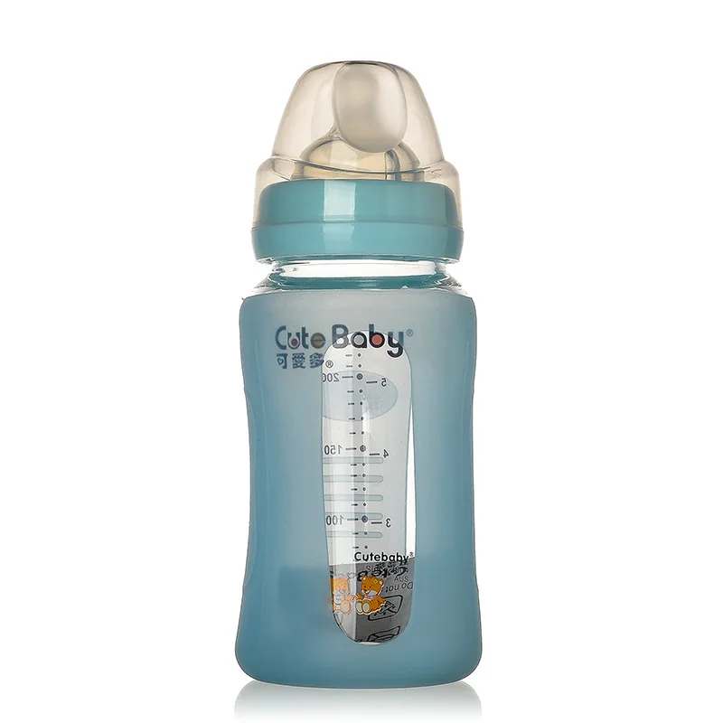 

Baby Products Processing 240ml Crystal Diamond Glass BABY'S Feeding Bottle with Silicone Cover