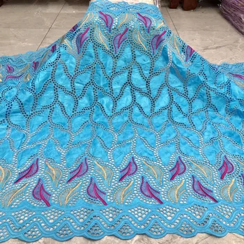 

(5yards/pc) beautiful turquoise blue African hollow cut bazin riche lace fabric with embroidery for party dress 12colors BZX060
