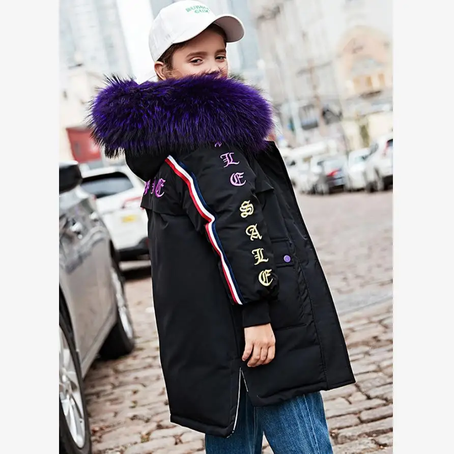 

Fashion Letter embroidery children Oversize down coat winter warm hooded Print Lining down jacket Modis Kids Outerwear Y2098