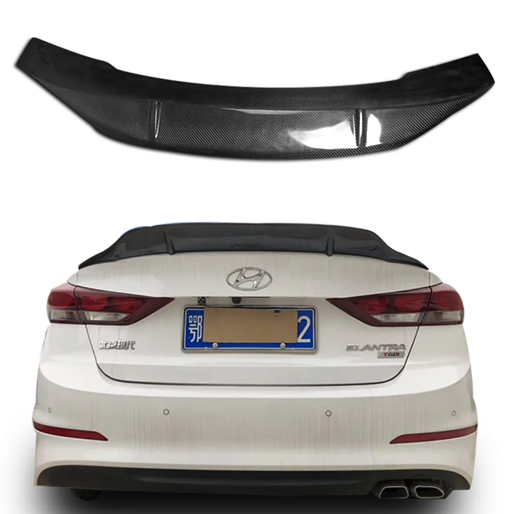 

2016-2019 автомобильный спойлер для Hyundai Elantra/avante, аксессуары из натурального углеродного волокна, задний багажник, спойлер, украшение крыла