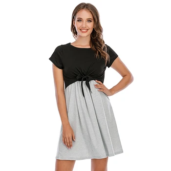 

6123# 2020 European Style Patchwork Maternity Nursing Dress Lacation Mother Breastfeeding Clothes Pregnancy Breast Feeding Dress