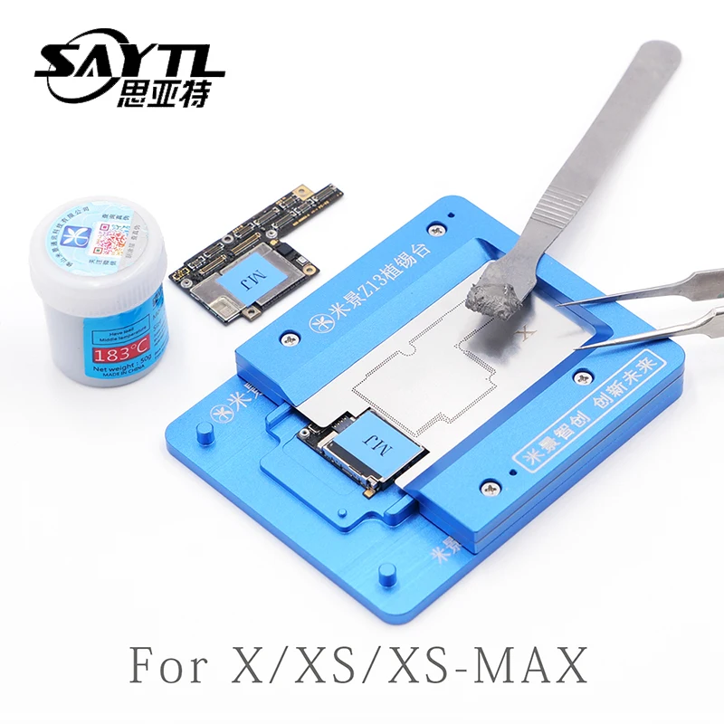 

MJ Z13 PCB Holder Repair Fixture for iPhone X XS XS MAX Motherboard Planting Tin With BGA Reballing Stencil Remove Black Glue