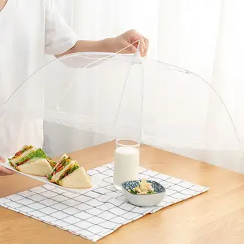 

1pc Up Mesh Screen Food Covers White Square Large Folding Tent Net Protector Dome Table Eating Picnic Insect Umbrella Cover K8L4
