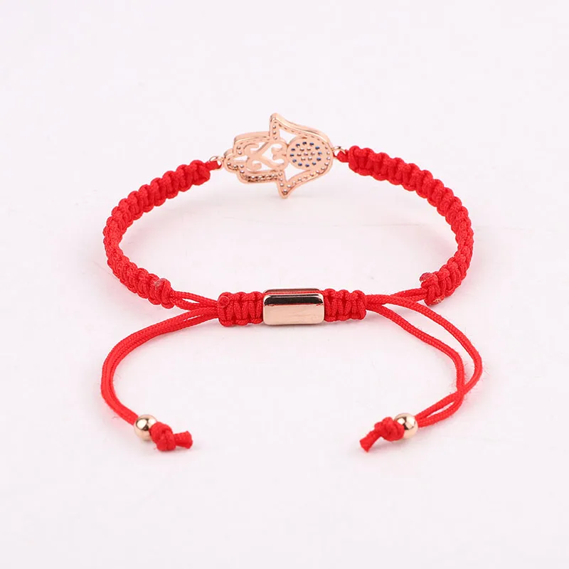 High Quality New Fashion Jewelry CZ Pave Hand Friendship Red Rope Macrame Lucky Bracelet Women Men - Image 3