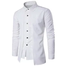 WENYUJH новые мужские рубашки с длинными рукавами, Повседневная рубашка из двух частей, однотонное платье, высокое качество, рубашки с отложным воротником