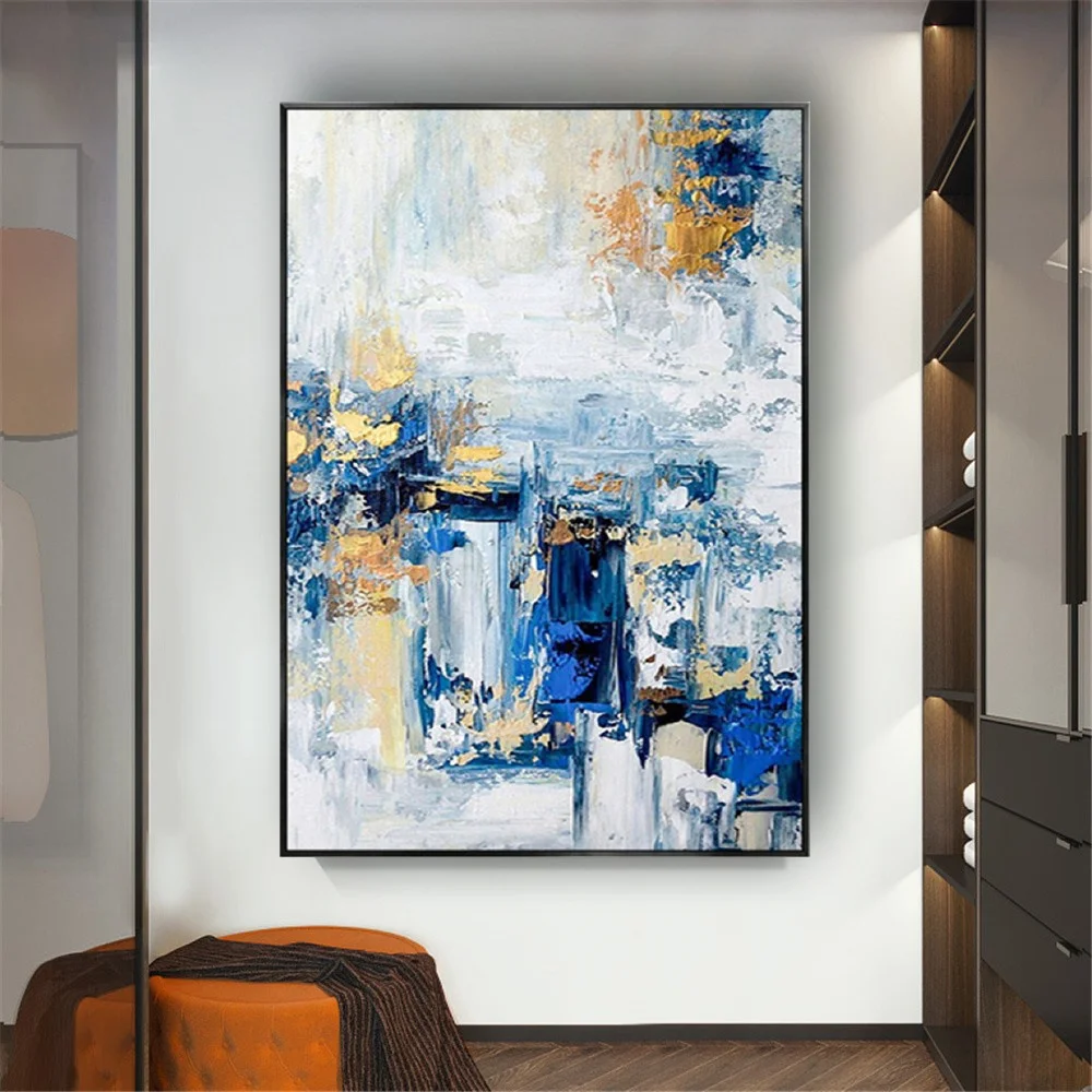 

Handmade Abstract Sky Blue Oil Painting On Canvas Professional Textured Aisle New Wall Art Picture For Living Room Home Decor