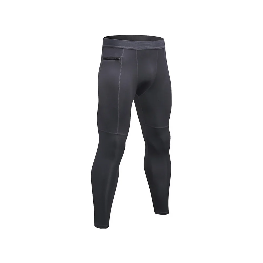 Компрессионные Мужские Леггинсы для бега, фитнеса, дышащие обтягивающие штаны для пробежек, быстросохнущие эластичные тренировочные брюки с карманом