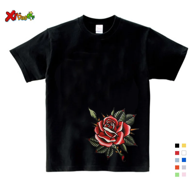 Г. Новые детские футболки футболка с принтом «GUNS N ROSE NIGHTRIAN» Мужская футболка для мальчиков летняя черная футболка дизайн в стиле панк, череп, Роза