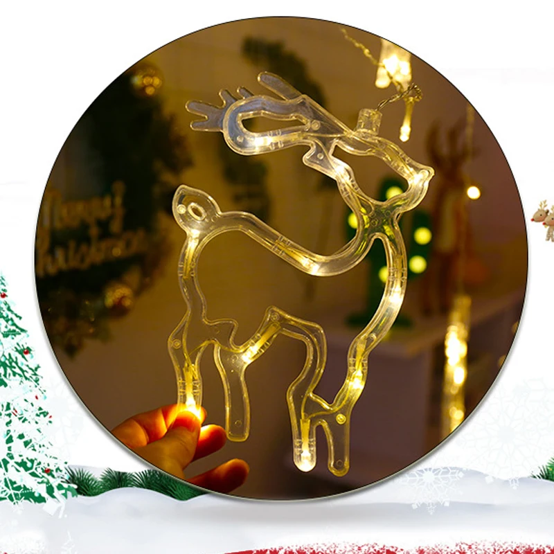 Xmas Shape Christmas Tree Elk Bell Star LED Curtain Lights EU AC220V 2.5M Holiday Party Home Cafe Window Icicle String Light (11)