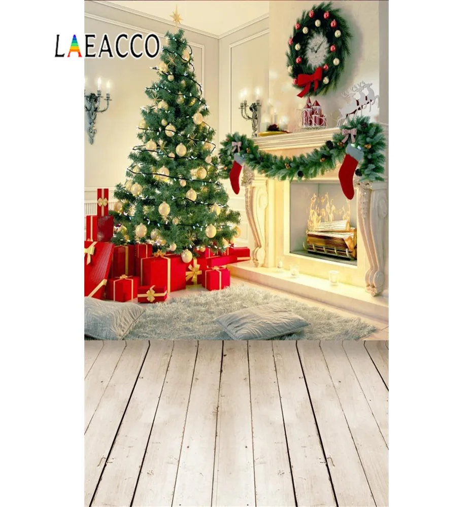 Laeacco Фотофон Рождественский олень сани серая деревянная доска стена звезда подарок Дети Фото фоны фотосессия Фотостудия