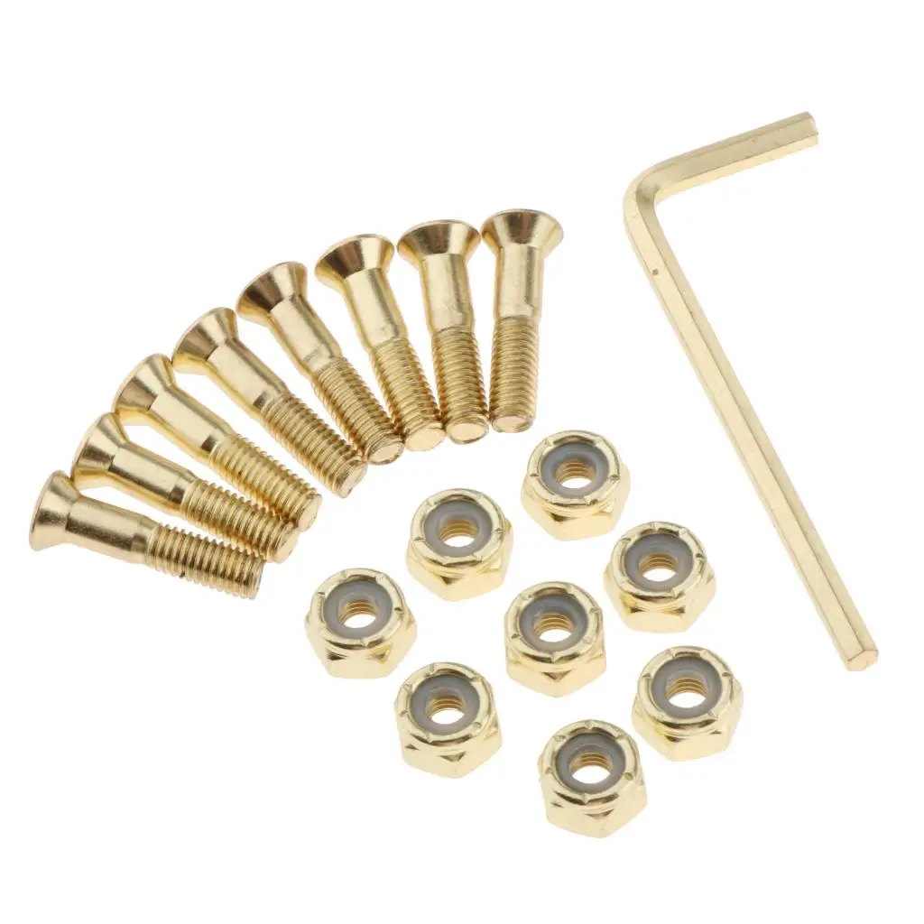 Set of 8pcs Longboard Skateboards Cruiser Hardware Screws Bolts Nuts Kit Skate Deck To Truck Replacement Hardware