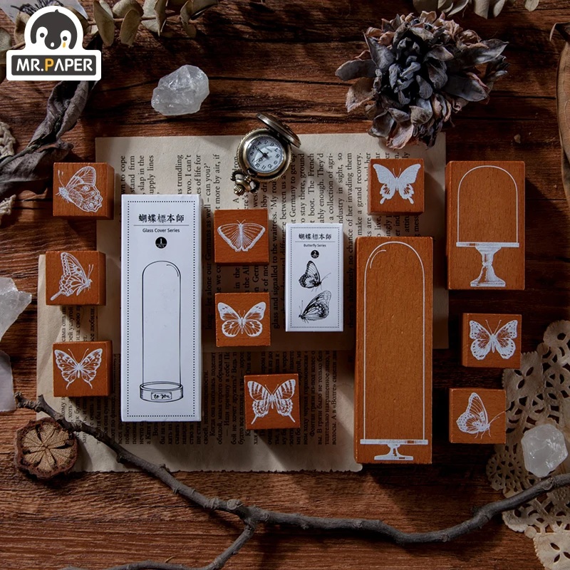 Mr.Paper Butterfly Specimen Retro Style Wooden Rubber Stamps Handal for Scrapbooking Deco Craft Wooden Stamps Standard Size Gifs 2 Mr.Paper Butterfly Specimen Retro Style Wooden Rubber Stamps Handal for Scrapbooking Deco Craft Wooden Stamps Standard Size Gifs 2