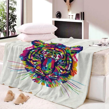 

Custom DIY Print Lion Printed Velvet Plush Throw Blanket Bedspread for Kids Girls Sherpa Blanket Sofa Couch Quilt Cover Travel