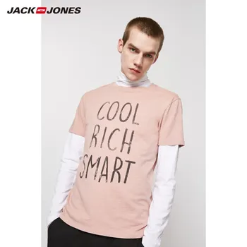 

JackJones Men's 100% Cotton Round Neckline Letter Print Short-sleeved T-shirt Style| 219201536