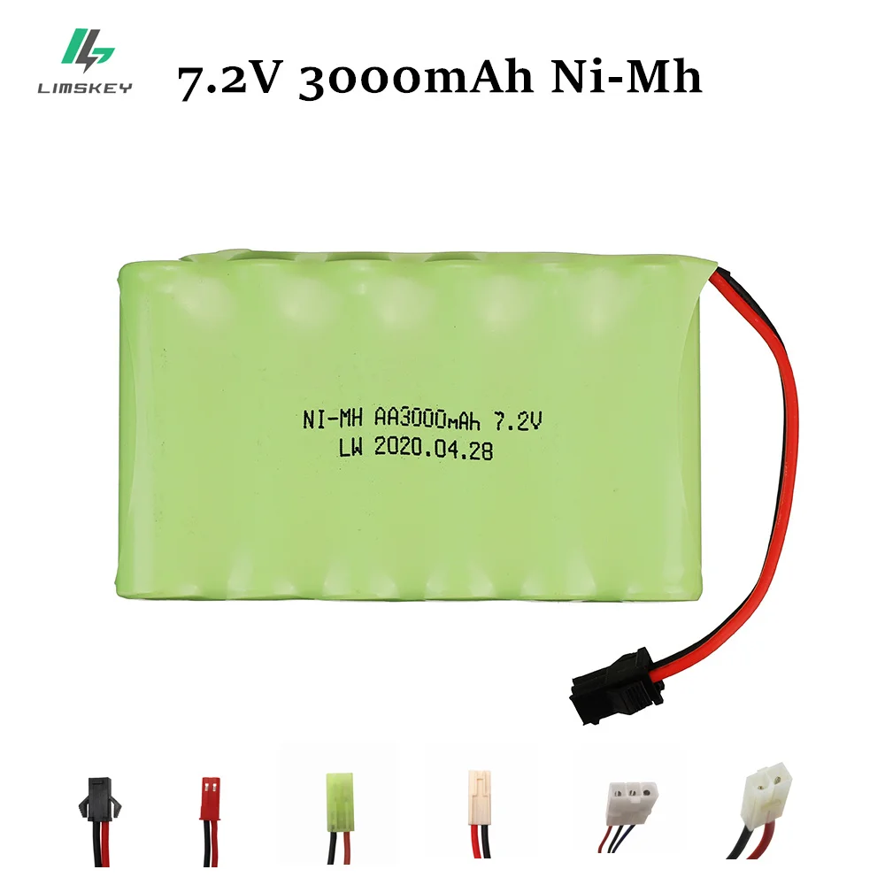 

7.2V 3000mah NiMH Battery For Rc Toys Cars Tanks Trucks Robots Guns Boats AA 7.2V NI-MH Battery Pack SM/JST/TAMIYA/EL-2P PLUG