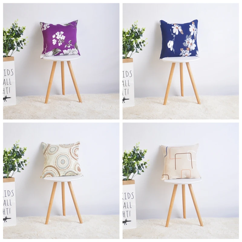 2 PCS Throw Pillow Cases Printed Cushion Covers Elastic 45*45cm Matching Sofa Cover and Chair Cover