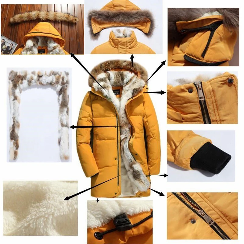 Хит, 5XL, белая куртка-пуховик на утином пуху,, Женское зимнее пальто с гусиным пером, длинная парка из меха енота, теплая куртка с кроличьим мехом размера плюс, верхняя одежда LH023