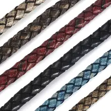 1 м 6 мм круглый черный плетеный шнур из натуральной кожи веревка для браслета ожерелье изготовление ювелирных изделий 6 цветов