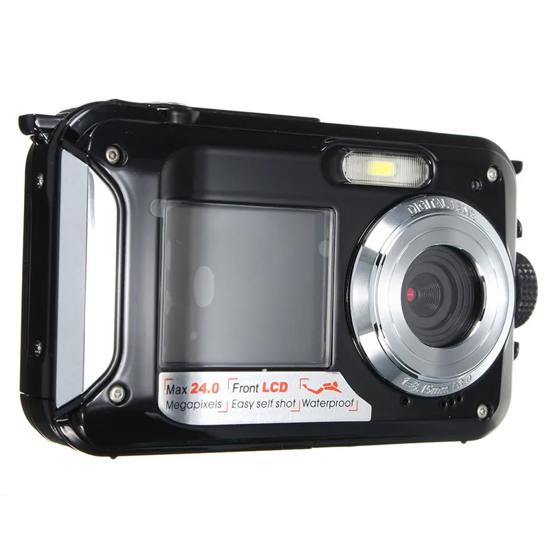Двойной 2," lcd HD Водонепроницаемая цифровая видеокамера 24MP MAX 1080P двойной экран 16x зум подводная спортивная видеокамера камера микрофон
