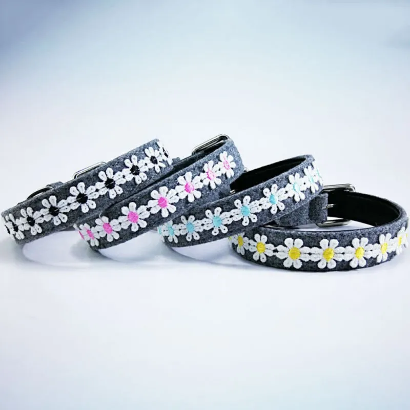 1 Pcs Pets Collar Dog PU Floral Soft Adjustable Buckled Necklace Dogs Supplies Puppy Collar Comfortable And Breathable Stylish