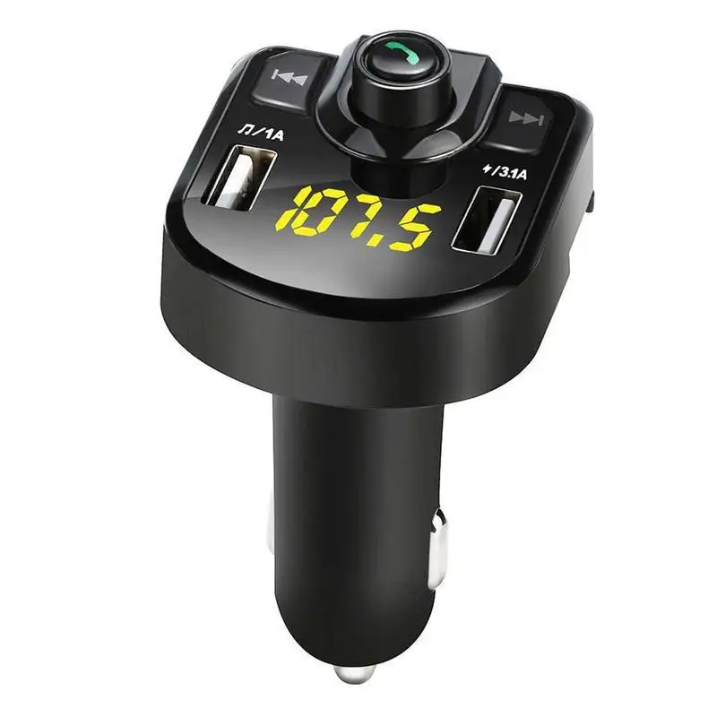 Зарядных порта USB для автомобиля Зарядное устройство 3.1A 1A USB FM передатчик телефона Mp3 музыкальный плеер светодиодный Дисплей 4.1a громкой связи Bluetooth автомобильный набор, свободные руки, двойной - Название цвета: Черный