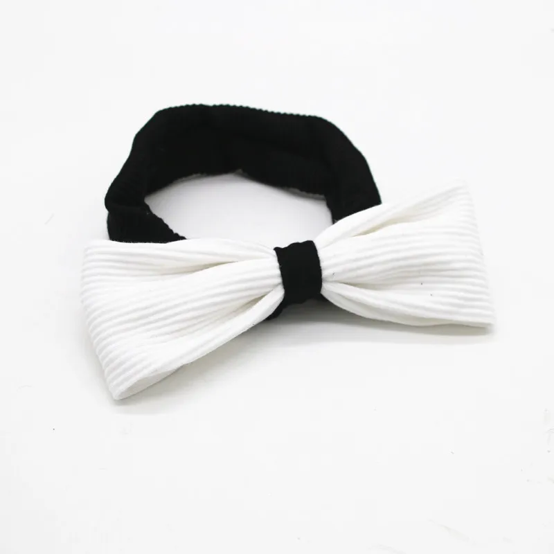 black white bow Зимний стиль ребристые детские ленты с бантами помпон черный и белый Детские аксессуары для волос - Цвет: black white bow