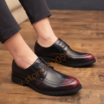 

Classic Business Men's Dress Shoes Fashion Elegant Formal Wedding Shoes Men Lace Up Office Oxford Shoes for Men 2019 New