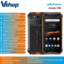 Ulefone Armor 3W, 5,7 дюймов, Android 9,0, мобильный телефон, 6 ГБ, 64 ГБ, 10300 мА/ч, большая батарея, 21 МП, Helio P70, четыре ядра, две sim-карты, смартфон