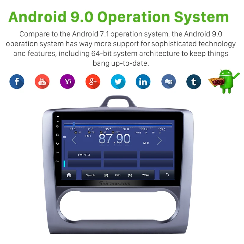 Seicane Автомобильный GPS навигатор Android 10 0 9 &quotдля 2004 2005 2006 2007 2008 2009 2010 2011 Ford Focus Exi AT Mirror